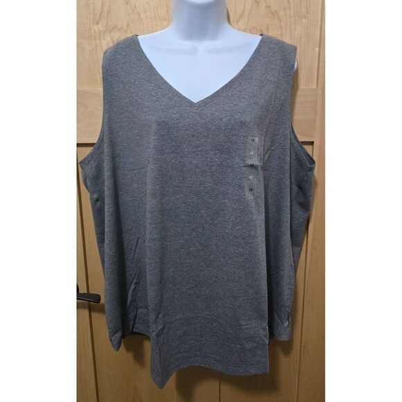 Style & co Gray Sleeveless V-Neck Tank Top 1X nwt - Picture 1 of 4